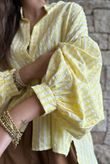 Ginny Gingham Balloon Sleeve Blouse Lemon